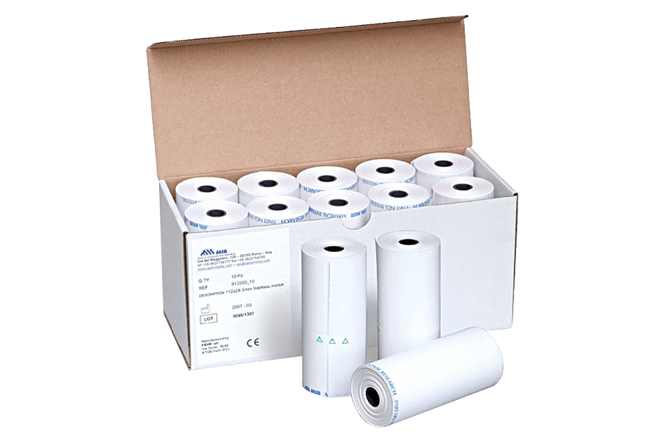 rouleaux d'impression thermique pour spiromètres et oxymètres boîte de 10 rouleaux de papier